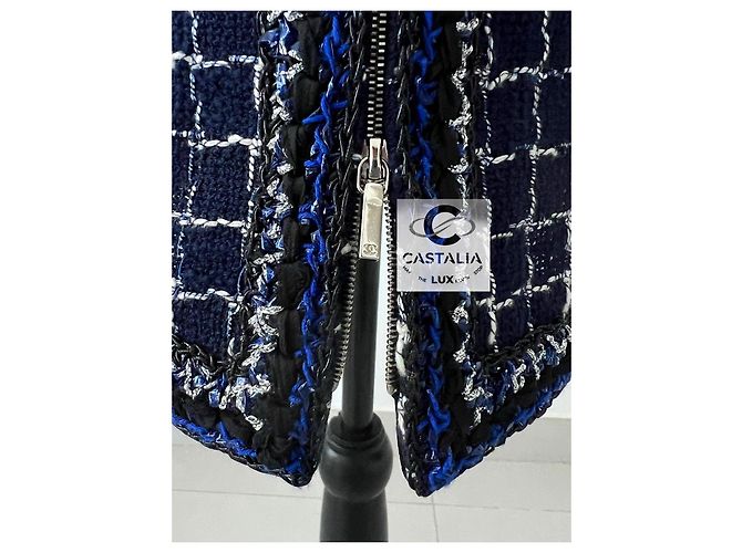 Chanel 8K$ Wearable Art Marine Tweed Kleid 36 FR Marineblau - Ansicht 13