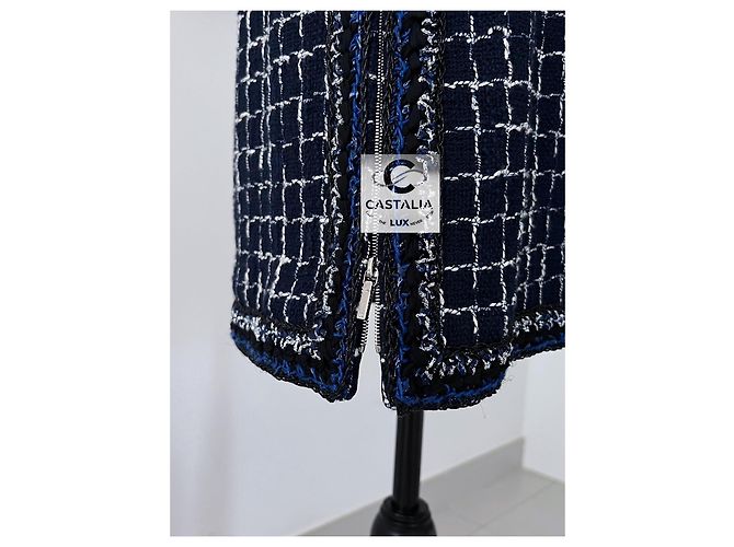 Chanel 8K$ Wearable Art Marine Tweed Kleid 36 FR Marineblau - Ansicht 14