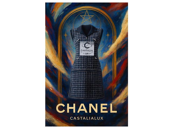 Chanel 8K$ Wearable Art Marine Tweed Kleid 36 FR Marineblau - Ansicht 3