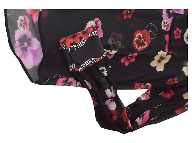 Schwarze PINKO Langarmbluse mit floralem Druck, Größe 42 - Ansicht 7
