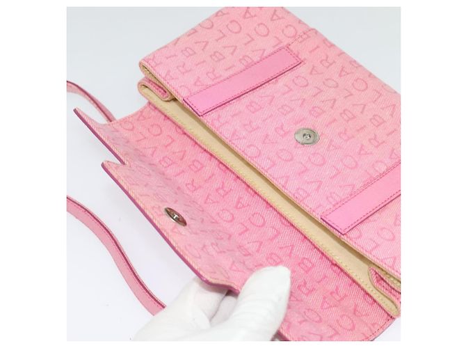 Bulgari Borsa a spalla BVLGARI in tela argento rosa Auth 118640 - vista 10
