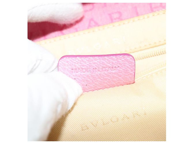 Bulgari Borsa a spalla BVLGARI in tela argento rosa Auth 118640 - vista 12