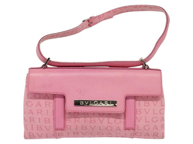 Bulgari Borsa a spalla BVLGARI in tela argento rosa Auth 118640 - vista 13