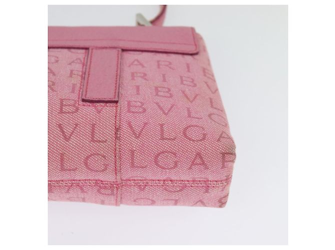 Bulgari Borsa a spalla BVLGARI in tela argento rosa Auth 118640 - vista 16