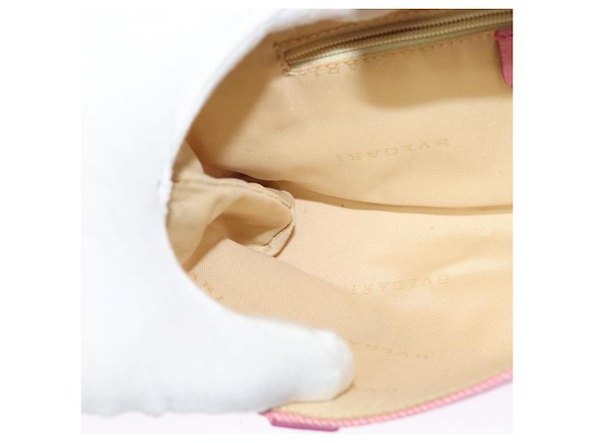 Bulgari Borsa a spalla BVLGARI in tela argento rosa Auth 118640 - vista 20