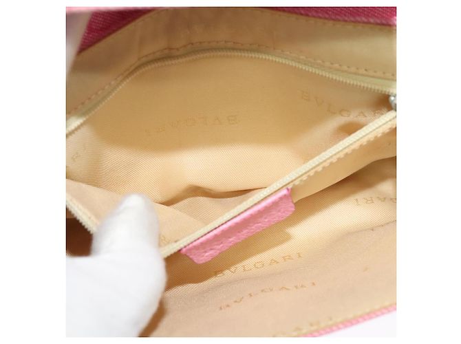 Bulgari Borsa a spalla BVLGARI in tela argento rosa Auth 118640 - vista 21