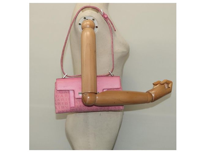 Bulgari Borsa a spalla BVLGARI in tela argento rosa Auth 118640 - vista 22