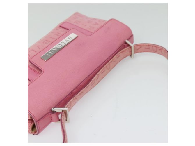 Bulgari Borsa a spalla BVLGARI in tela argento rosa Auth 118640 - vista 6