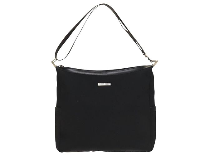 Borsa a spalla GUCCI in tela nera e argento Auth SW823 Nero - vista 13