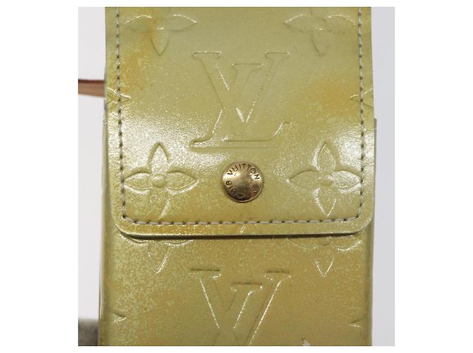 LOUIS VUITTON Monogram Vernis Green Cigarette Case Gris LV Auth 124911 Grey - view 17