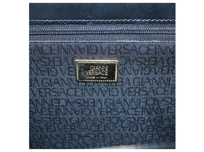 Borsa a mano in pelle nera e oro Gianni Versace Auth bs26704 Nero D'oro - vista 10