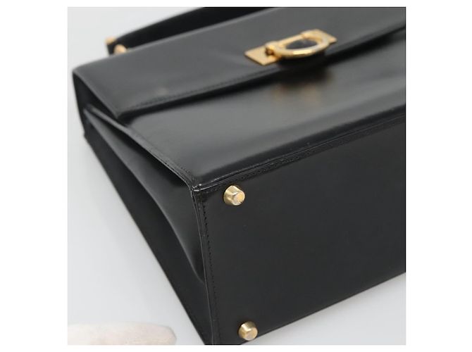Borsa a mano in pelle nera e oro Gianni Versace Auth bs26704 Nero D'oro - vista 14