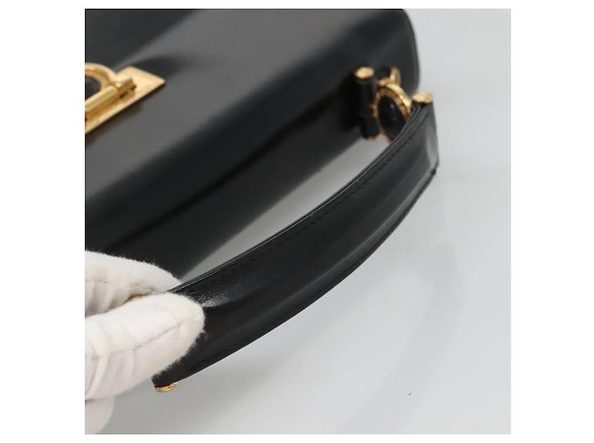 Borsa a mano in pelle nera e oro Gianni Versace Auth bs26704 Nero D'oro - vista 7