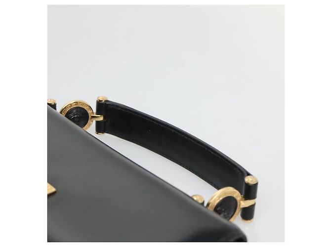 Borsa a mano in pelle nera e oro Gianni Versace Auth bs26704 Nero D'oro - vista 8