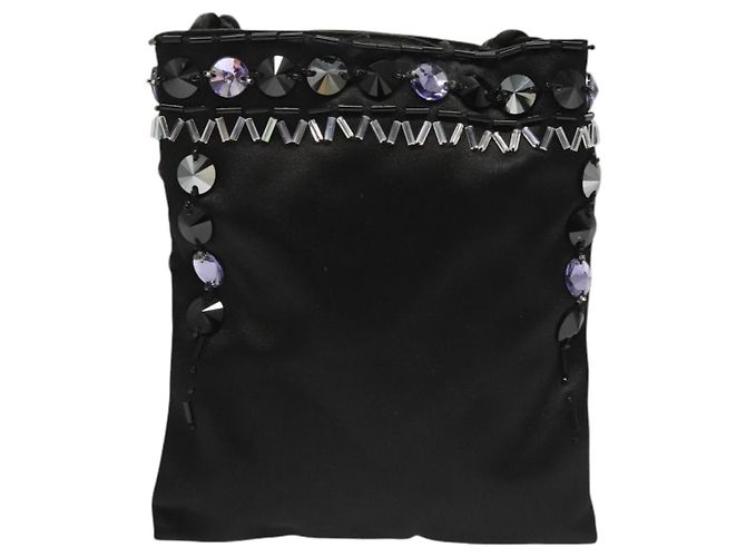 PRADA Borsa a Spalla in Nylon Nero Argento Autentica 118631 - vista 2