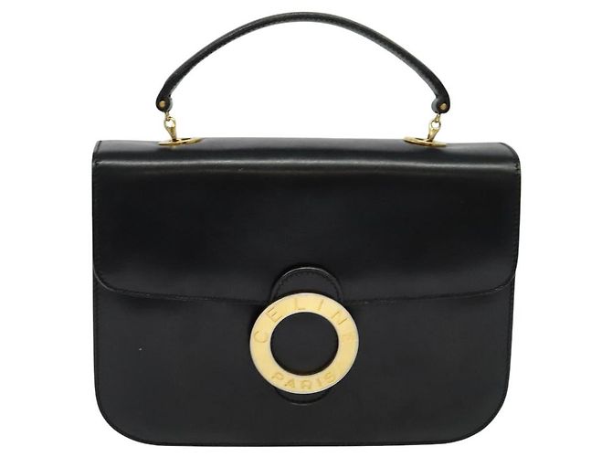 Céline Borsa a mano CELINE in pelle nera e oro Auth 125958 Nero D'oro - vista 13