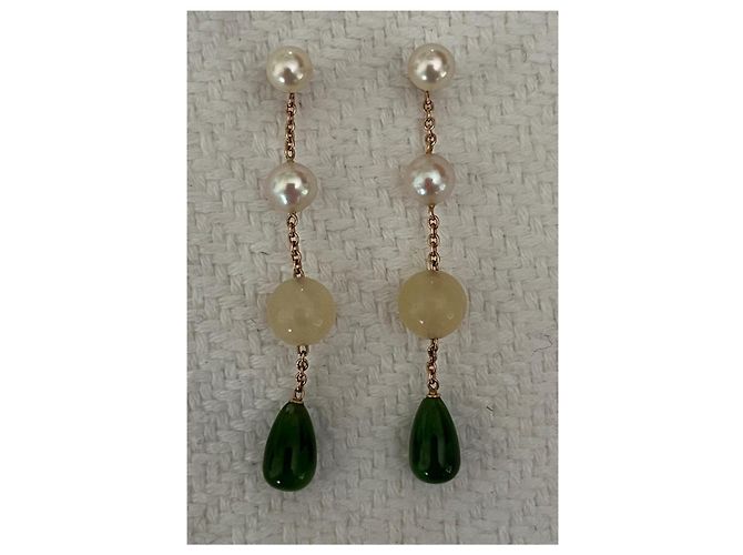 Autre Marque Ohrringe aus 14kt Gold mit Steinen und Perle Mehrfarben - Ansicht 3