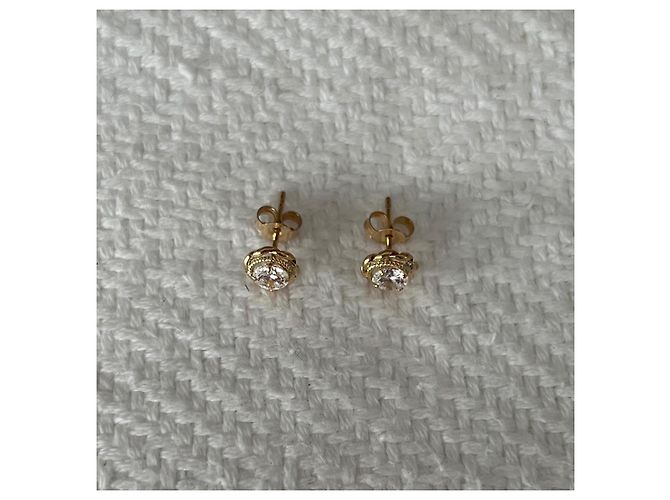 Autre Marque Ohrringe aus 14kt Gold mit Steinen und Perle Mehrfarben - Ansicht 5