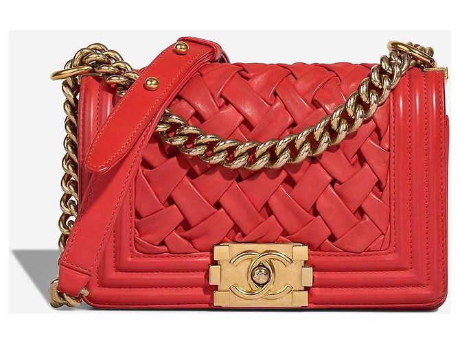 Chanel BOY CHANEL Red Lambskin Leather Handbag - view 2