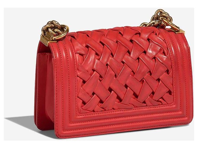 Chanel BOY CHANEL Red Lambskin Leather Handbag - view 4