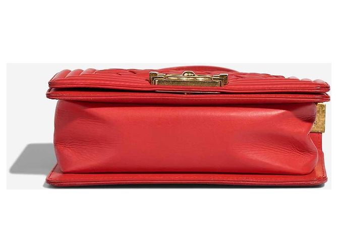 Chanel BOY CHANEL Red Lambskin Leather Handbag - view 5