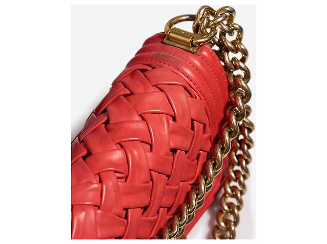 Chanel BOY CHANEL Red Lambskin Leather Handbag - view 7