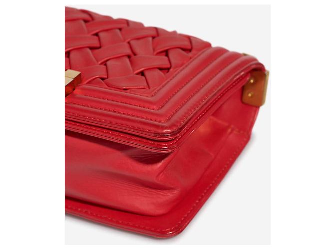 Chanel BOY CHANEL Red Lambskin Leather Handbag - view 8