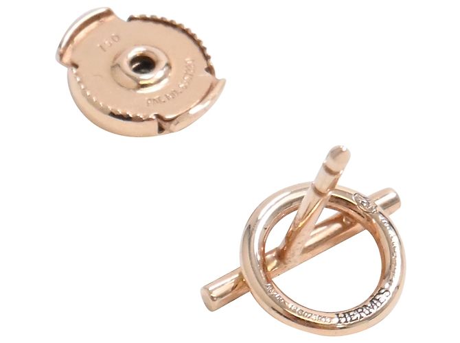 Pendientes pequeños Echappee en metal dorado rosa Hermès Castaño - vista 2
