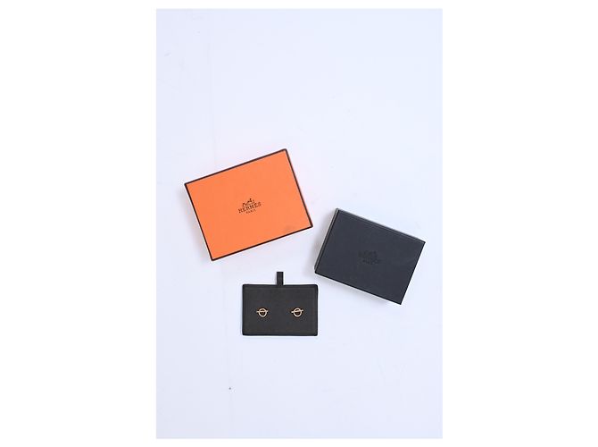 Pendientes pequeños Echappee en metal dorado rosa Hermès Castaño - vista 6