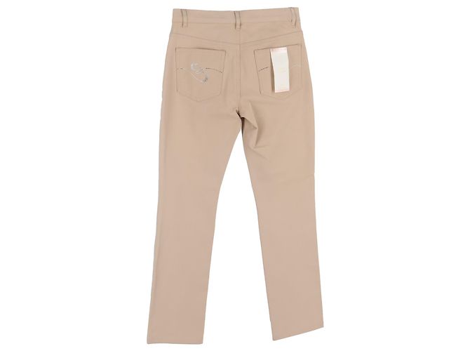 Jeans de pierna recta Escada en denim de algodón beige - vista 2