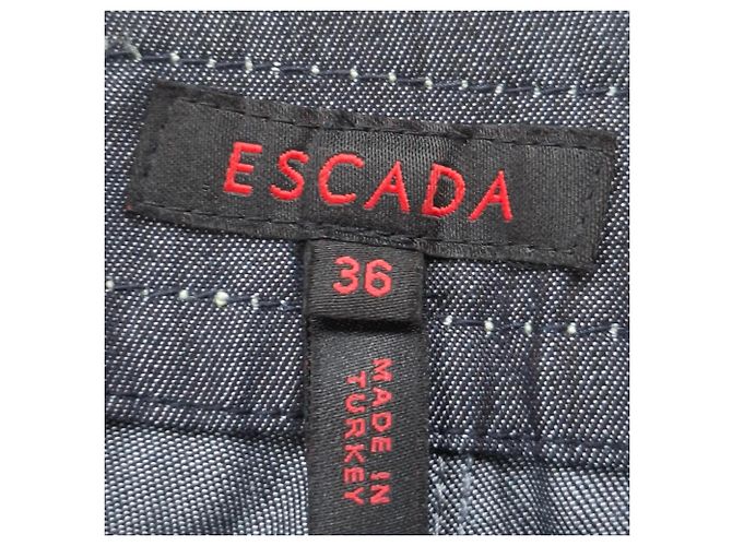 Pantalones rectos de algodón gris con detalles de costura visible de Escada - vista 3