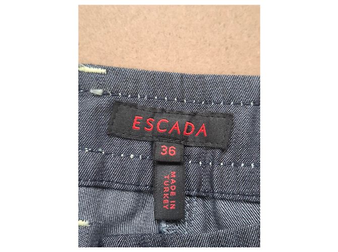 Pantalones rectos de algodón gris con detalles de costura visible de Escada - vista 6