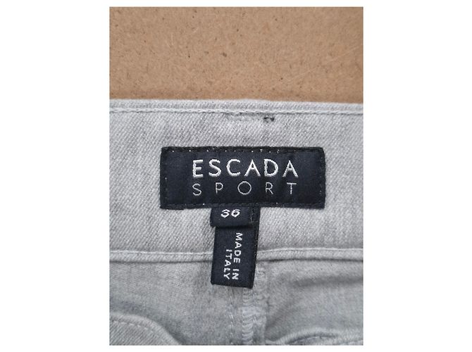 Jeans a gamba dritta Escada in denim di cotone grigio - vista 6
