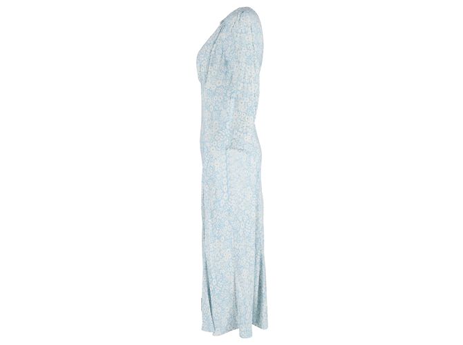 Autre Marque Rixo Clover Midi Kleid aus leichter Viskose in Hellblau - Ansicht 2