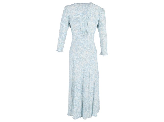 Autre Marque Rixo Clover Midi Kleid aus leichter Viskose in Hellblau - Ansicht 3