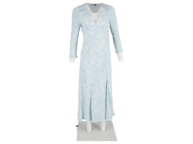 Autre Marque Rixo Clover Midi Kleid aus leichter Viskose in Hellblau - Ansicht 4