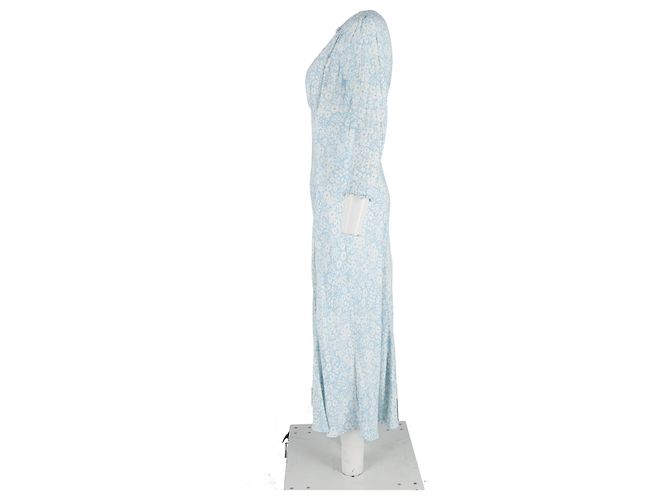 Autre Marque Rixo Clover Midi Kleid aus leichter Viskose in Hellblau - Ansicht 5