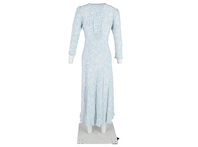 Autre Marque Rixo Clover Midi Kleid aus leichter Viskose in Hellblau - Ansicht 6