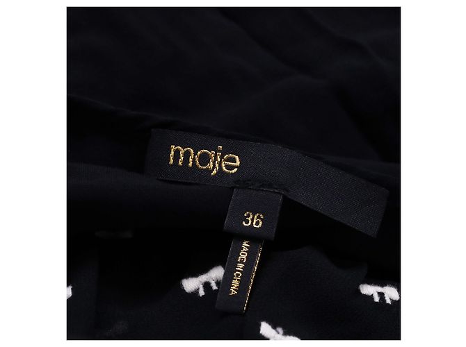 Maje Rythonoeud Mini-Kleid mit Druck aus schwarzem Polyester - Ansicht 5