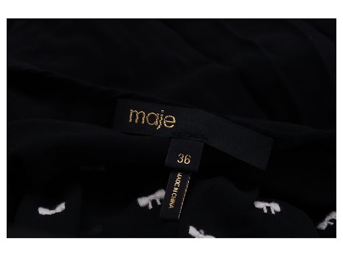 Maje Rythonoeud Mini-Kleid mit Druck aus schwarzem Polyester - Ansicht 8