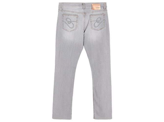 Jeans rectos lavados Escada en denim de algodón gris claro - vista 2