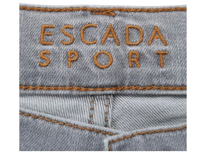 Jeans rectos lavados Escada en denim de algodón gris claro - vista 3