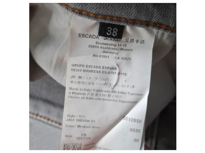 Jeans rectos lavados Escada en denim de algodón gris claro - vista 4