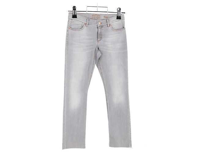 Jeans rectos lavados Escada en denim de algodón gris claro - vista 5