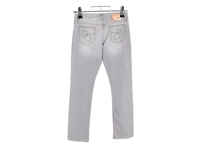 Jeans rectos lavados Escada en denim de algodón gris claro - vista 6