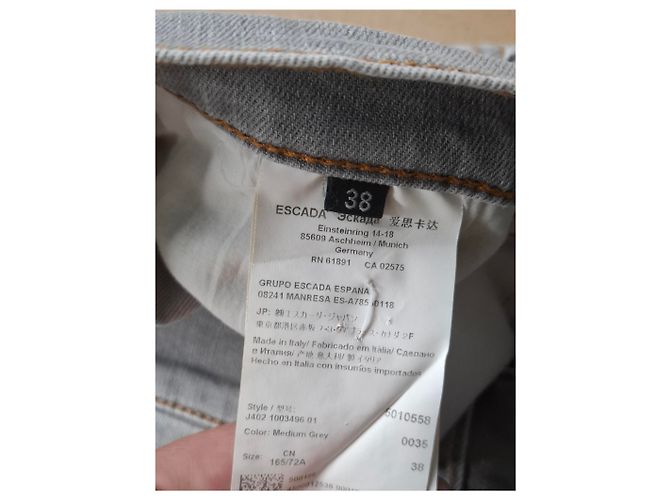 Jeans rectos lavados Escada en denim de algodón gris claro - vista 8
