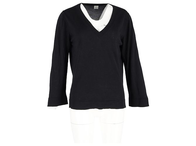 Totême V-Ausschnitt Pullover aus schwarzer Kaschmir - Ansicht 4