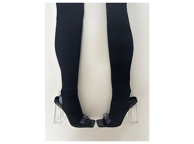 Botas altas de cinta Gianni Versace Negro Plata - vista 2