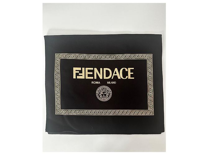 Fendi Fendace Staubbeutel schwarz gold Baumwolle Golden - Ansicht 2