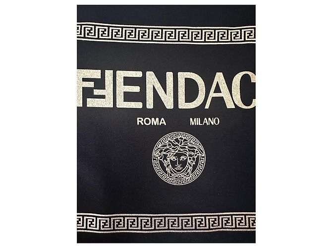 Fendi Fendace Staubbeutel schwarz gold Baumwolle Golden - Ansicht 7